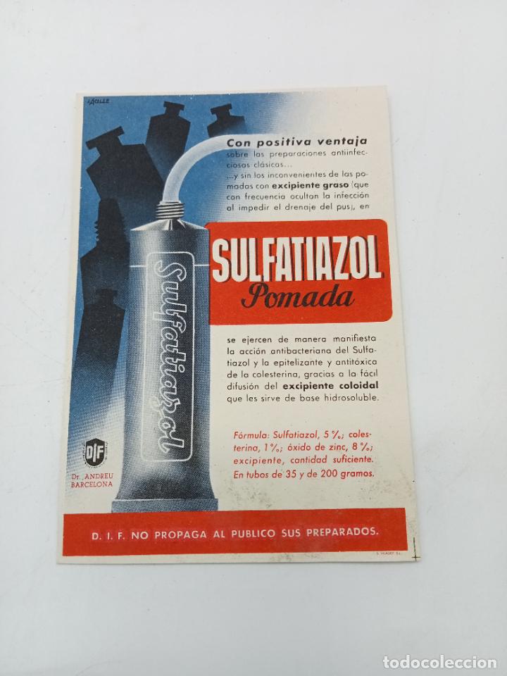 Coleccionismo: PUBLICIDAD FARMACIA. SULFATIAZOL POMADA. DR ANDREU BARCELONA.