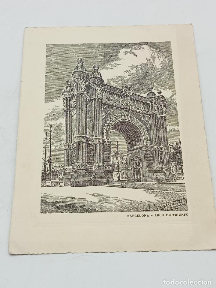 Coleccionismo: LAMINA. IMAGEN DEL GRABADO ARCO DEL TRIUNFO. BARCELONA. 12 X 16CM.