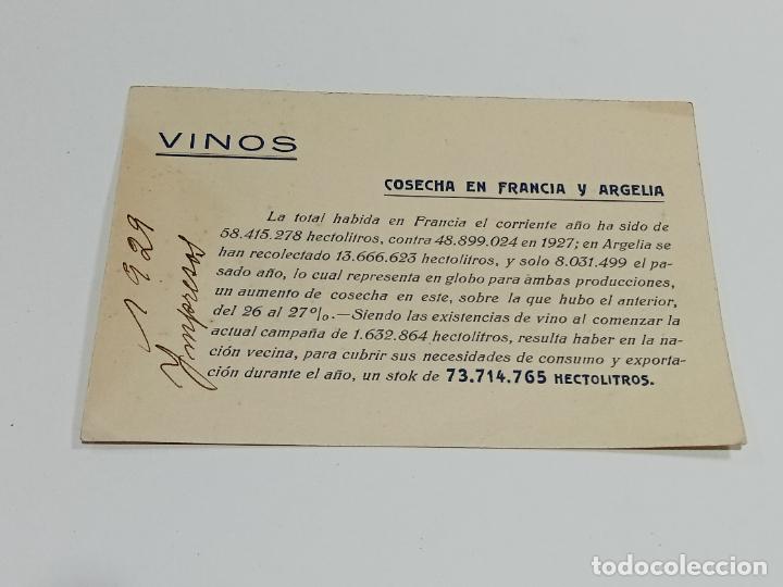 Coleccionismo: TARJETA PUBLICITARIA. MANUEL ESTEVE (HIJO). GRAO-VALENCIA. 1928. COSECHA EN FRANCIA Y ARGELIA