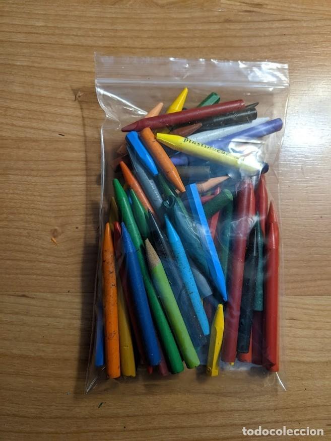 Coleccionismo: BOLSA CON RESTOS DE COLORES DE CERAS