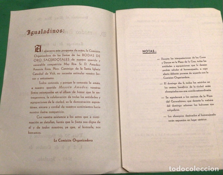 Coleccionismo: PROGRAMA DE ACTOS BODAS DE ORO SACERDOTALES. IGUALADA 1949 - Foto 2