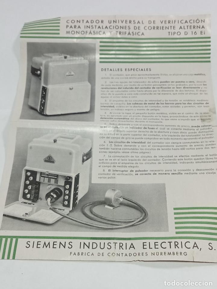 Sammelleidenschaft Papier: PUBLICIDAD. SIEMENS. CONTADOR UNIVERSAL DE VERIFICACION. TIPO D 16 EI. VER INTERIOR