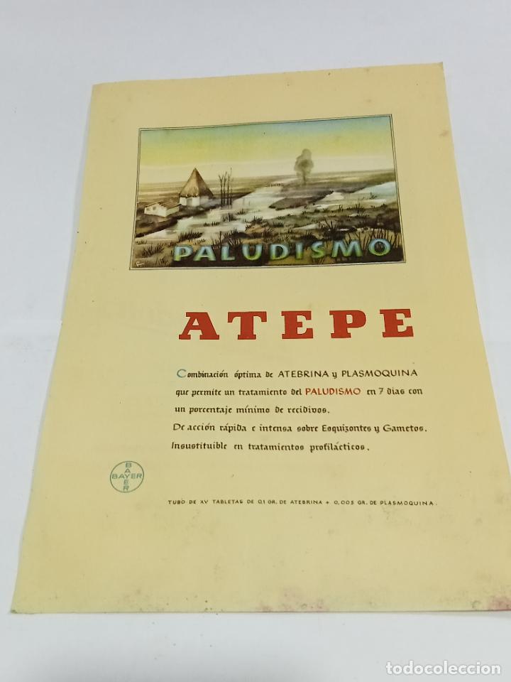 Sammelleidenschaft Papier: PUBLICIDAD. FARMACIA. BAYER. PALUDISMO ATEPE / PIRAMIDON PROCESOS INFECCIOSOS