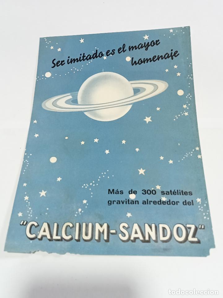 Sammelleidenschaft Papier: PUBLICIDAD FARMACIA. CALCIUM-SANDOZ. MADRID. POR VIA GASTRICA E INYECTABLE. VER