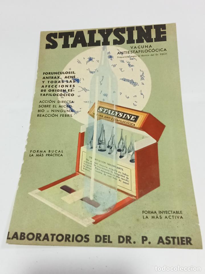 Sammelleidenschaft Papier: PUBLICIDAD FARMACIA. STALYSINE. VACUNA ANTIESTAFILOCOCICA. LABORATORIOS DEL DR.P.ASTIER