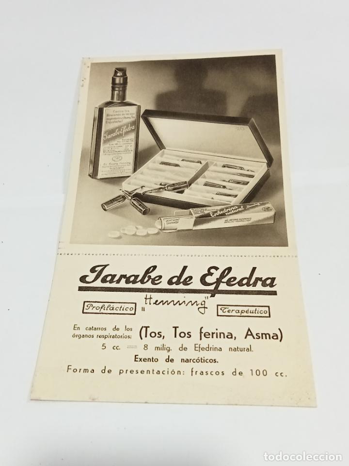Sammelleidenschaft Papier: PUBLICIDAD FARMACIA. JARABE DE EFEDRA. HENNING. TOS, TOS FERINA, ASMA. BARCELONA