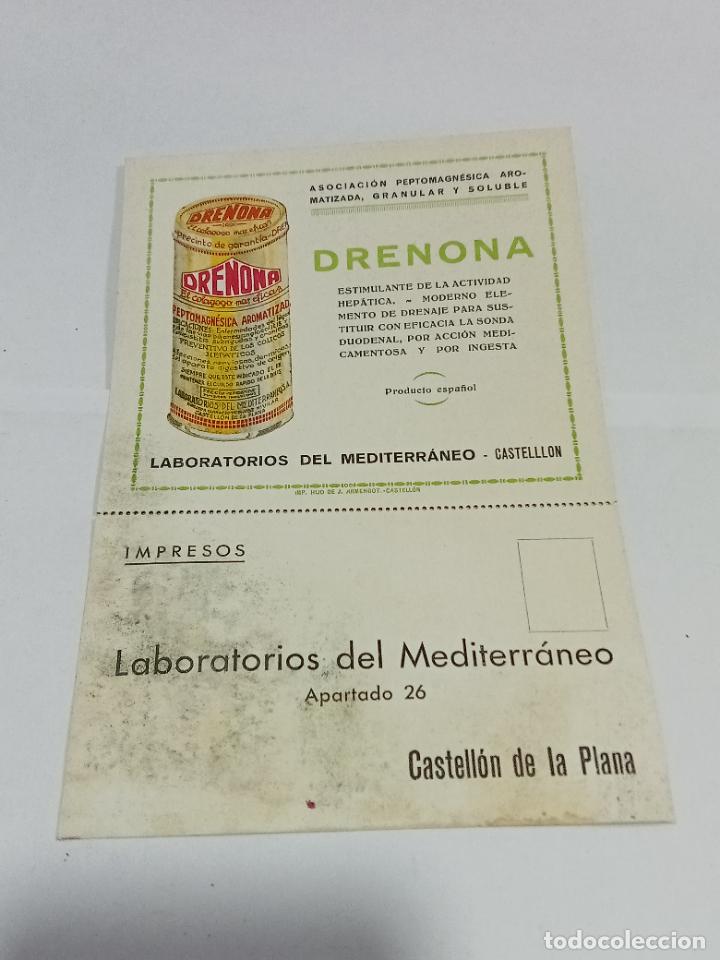 Sammelleidenschaft Papier: PUBLICIDAD FARMACIA. DRENONA. PEPTOMAGNESICA AROMATIZADA. LABORATORIOS DEL MEDITERRANEO