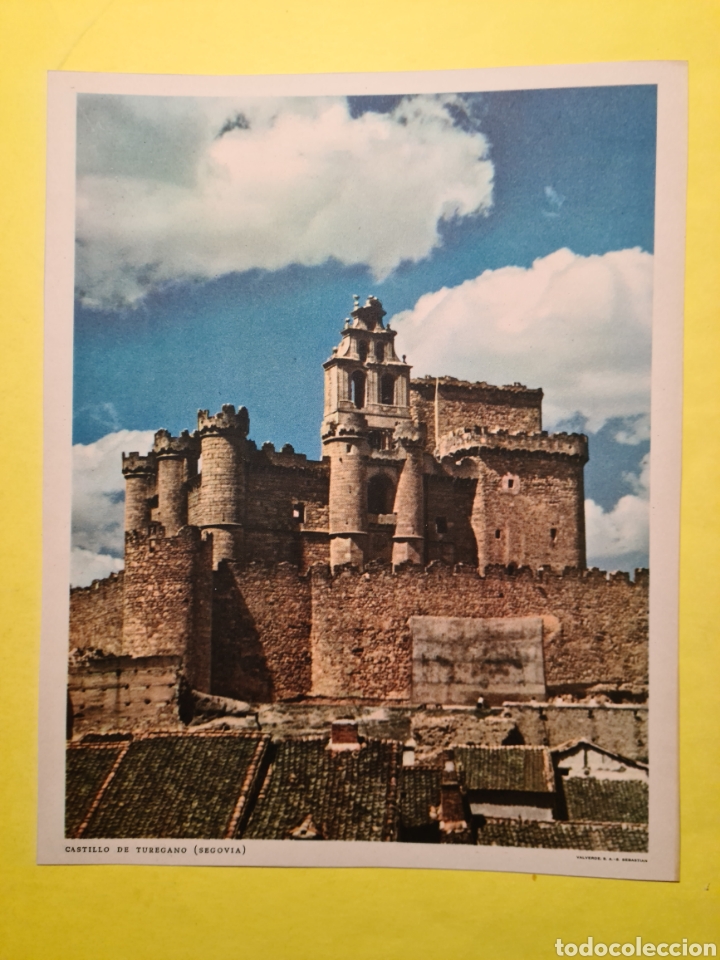 Coleccionismo: SEGOVIA - LAMINA ANTIGUA - CASTILLO DE TUREGANO - GRAFICAS VALVERDE SAN SEBASTIAN 19 x 23 cm