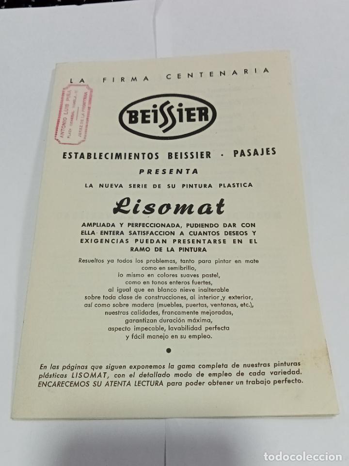 Sammelleidenschaft Papier: TR&Iacute;PTICO. PUBLICIDAD. BEISSIER. PASAJES. PINTURA PLASTICA LISOMAT. 1956. VER INTERIOR