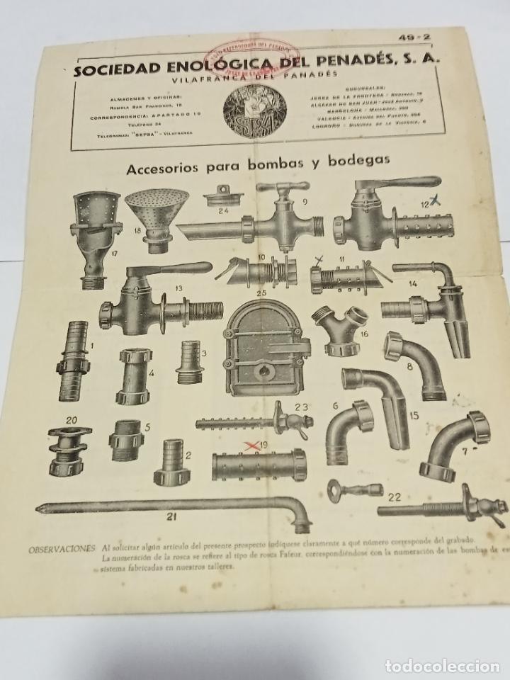 Sammelleidenschaft Papier: PUBLICIDAD. SOCIEDAD ENOLOGICA DEL PENADES. VILAFRANCA DEL PANADES. ACCESORIOS Y TUBOS