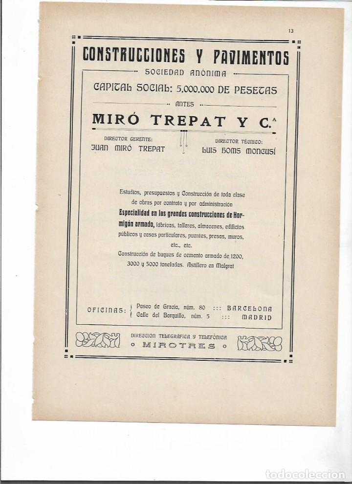 Sammelleidenschaft Papier: A&Ntilde;O 1919 RECORTE PRENSA PUBLICIDAD MIRO TREPAT CONSTRUCCIONES PAVIMENTOS MIROTRES BCNA