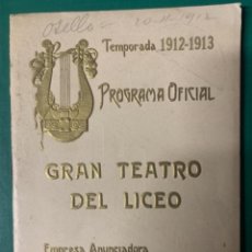 Coleccionismo: PROGRAMA OFICIAL DEL LICEO TEMPORADA 1912-1913