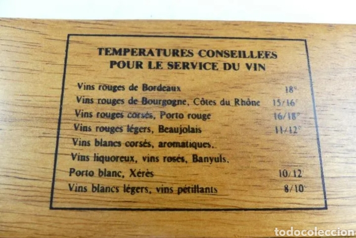 Coleccionismo: ❇️ TERM&Oacute;METRO PARA VINO EN CAJA DE MADERA ❇️ - Foto 2