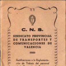 Coleccionismo: C.N.S. SINDICATO PROVINCIAL DE TRANSPORTES Y COMUNICACIONES DE VALENCIA 1953. Lote 318012523