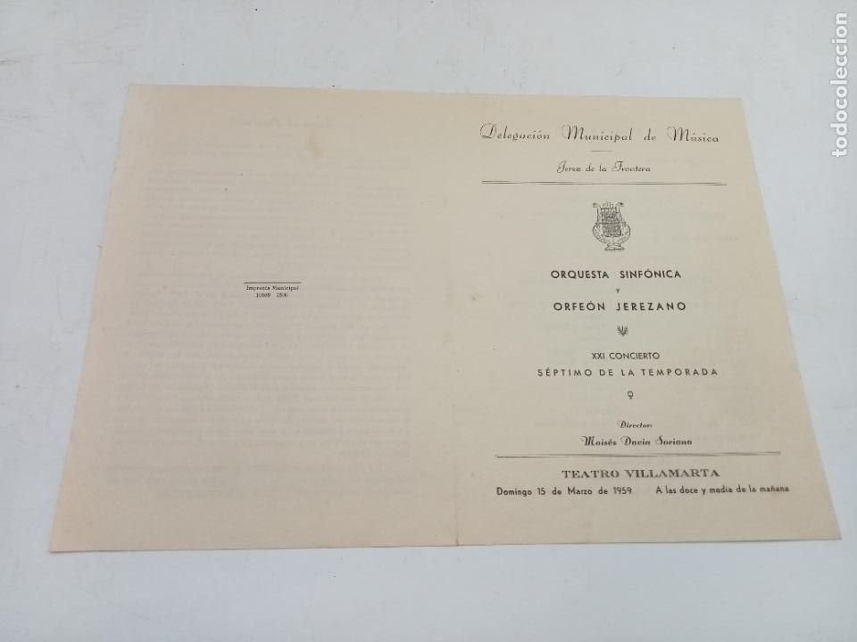 Coleccionismo: PROGRAMA. DELEGACI&Oacute;N MUNICIPAL DE M&Uacute;SICA. XXI CONCIERTO. 7&ordm; TEMPORADA. 1959. TEATRO VILLAMARTA