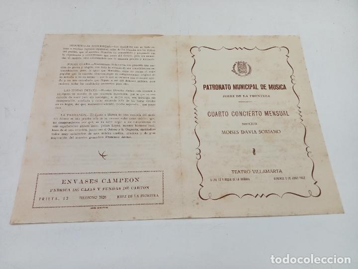 Coleccionismo: PROGRAMA. PATRONATO MUNICIPAL DE M&Uacute;SICA. 4&ordm; CONCIERTO MENSUAL. 1959. TEATRO VILLAMARTA