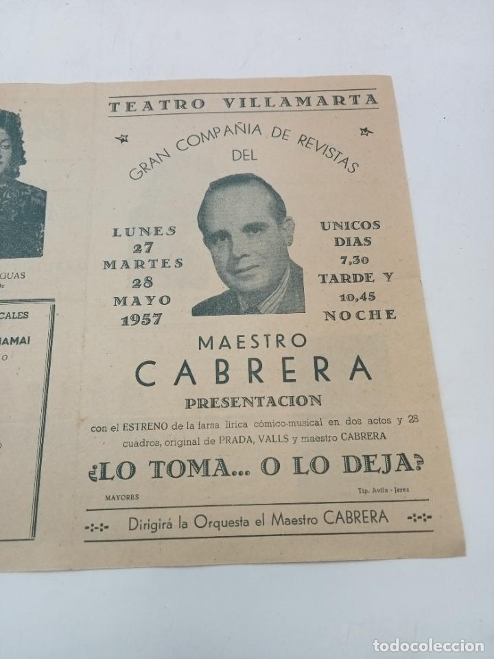 Coleccionismo: PROGRAMA. TEATRO VILLAMARTA. GRAN COMPA&Ntilde;&Iacute;A DE REVISTAS. 1957. MAESTRO CABRERA. VER INTERIOR