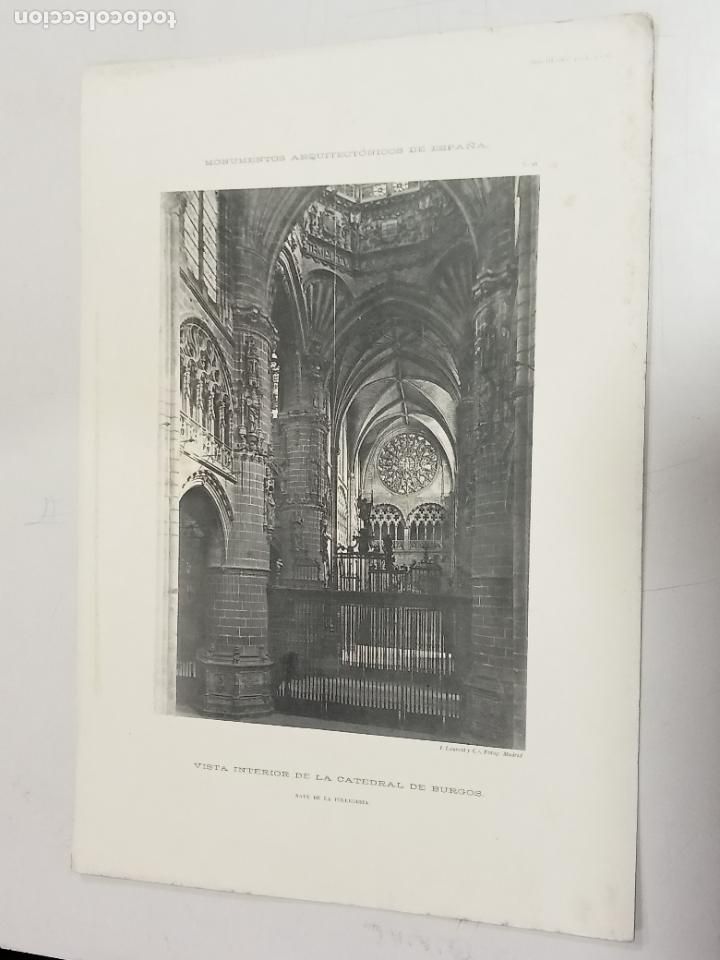 Coleccionismo: MONUMENTOS ARQUITECT&Oacute;NICOS ESPA&Ntilde;A. VISTA INTERIOR CATEDRAL BURGOS. FOTO LAURENT. 36 X 26 CM.