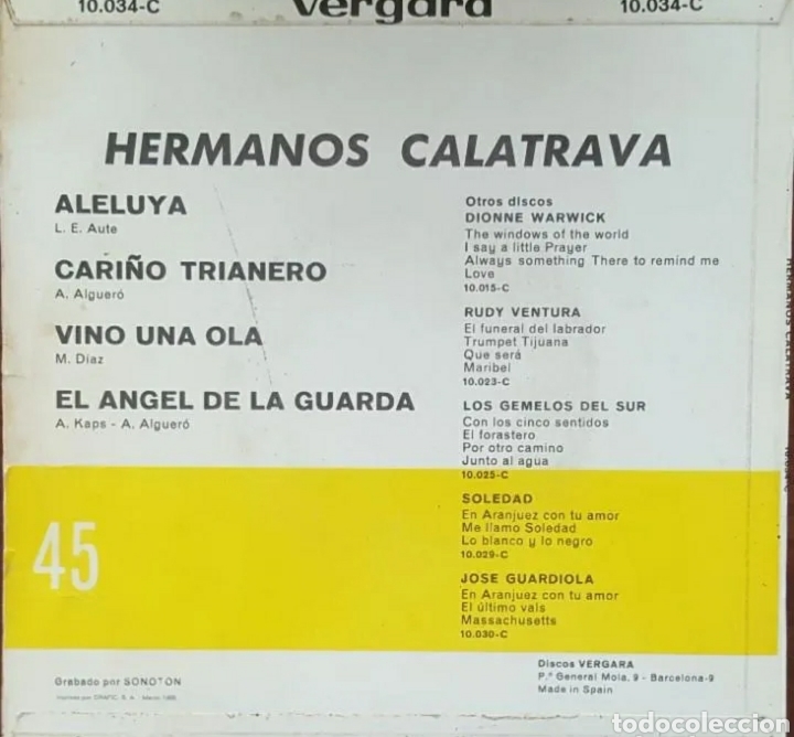 Coleccionismo: Single hermanos calatrava - Foto 1