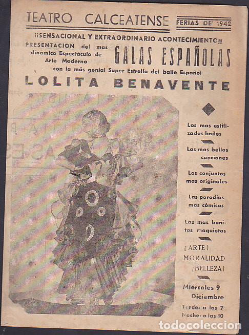 Coleccionismo: PROGRAMA TEATRO CALCEATENSE A&Ntilde;O 1942 - Foto 1