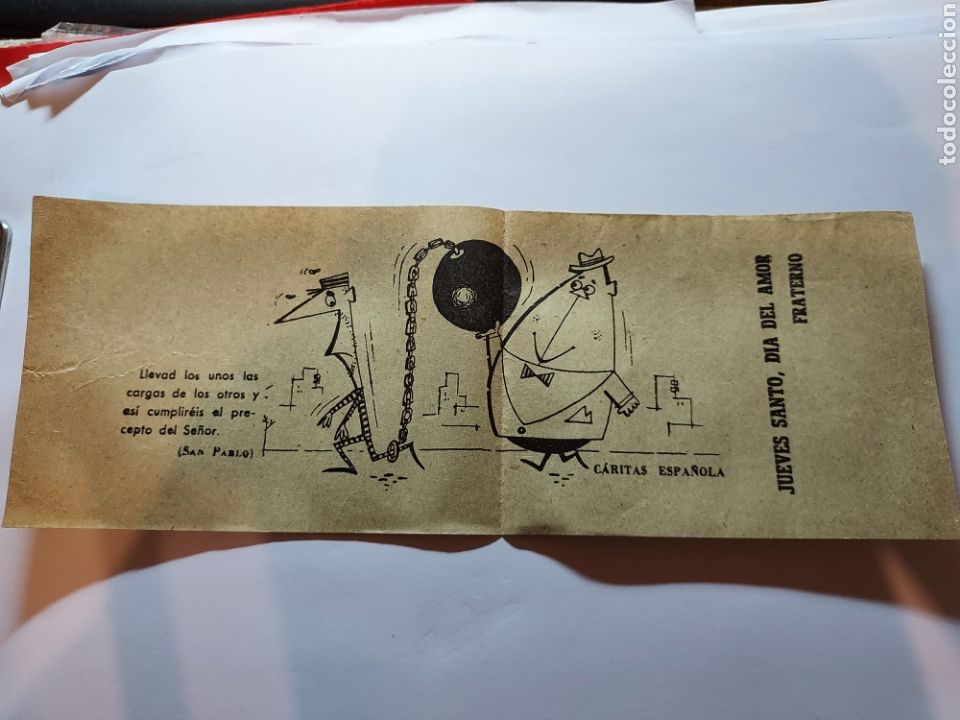 Coleccionismo: ANTIGUA TIRA PUBLICITARIA CARITAS ESPA&Ntilde;OLA-JUEVES SANTO DIA DEL AMOR FRATERNO