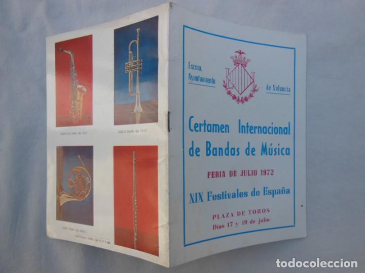 Colecionismo: ANTIGUO PROGRAMA /OLD PROGRAM: CERTAMEN INTERNACIONAL DE BANDAS DE M&Uacute;SICA FERIA JULIO 1972 VALENCIA