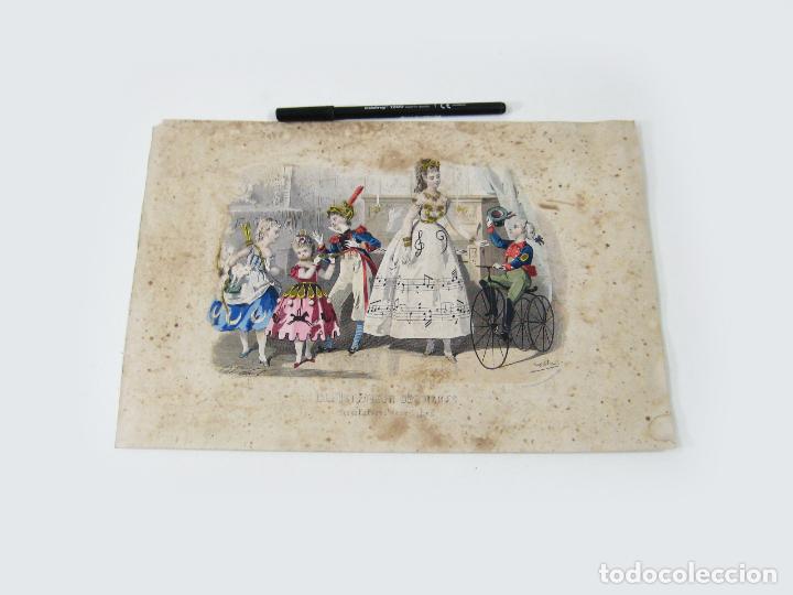 Coleccionismo: L&Aacute;MINA LITOGRAFIADA ANTIGUA DE LA REVISTA L&acute;ILLUSTRATION DES DAMES. JUEGOS. TRICICLO