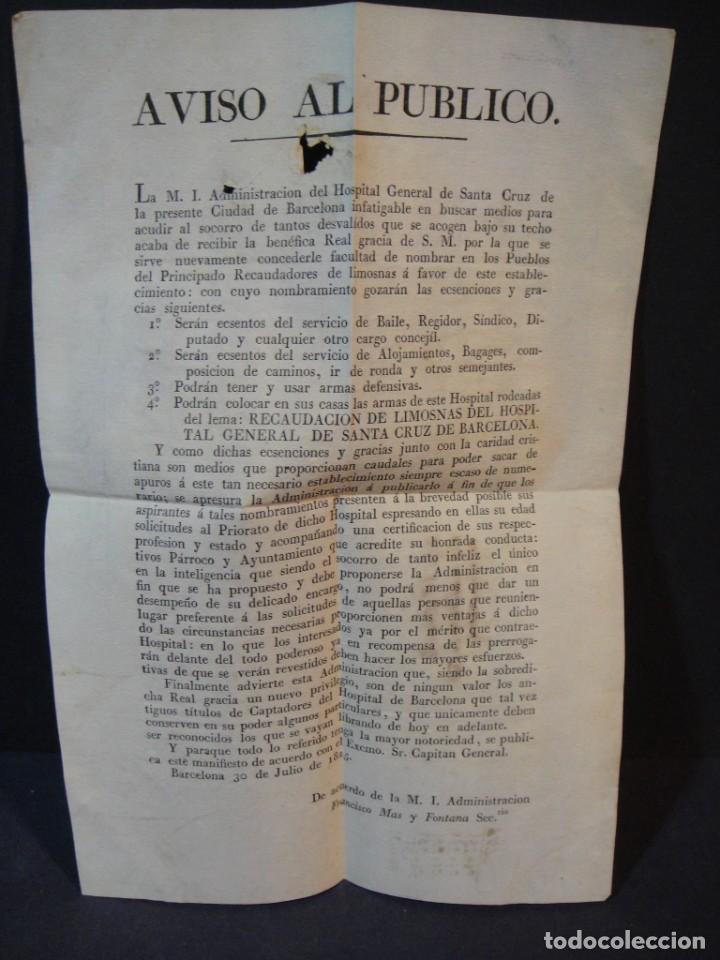 Coleccionismo: aviso para nombrar recaudadores de limosna en el principado de catalu&ntilde;a - a&ntilde;o 1825