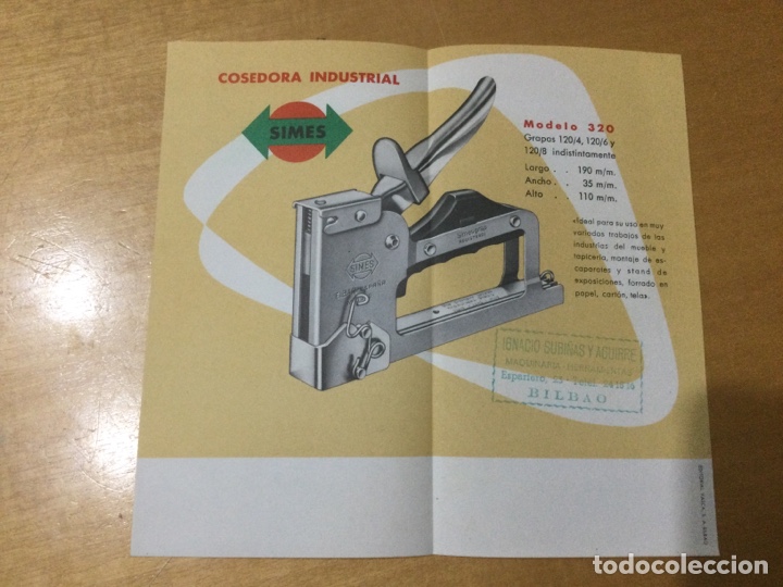 Coleccionismo: Publicidad grapado dora cosedora marca SIMES medidas 20x19 cm