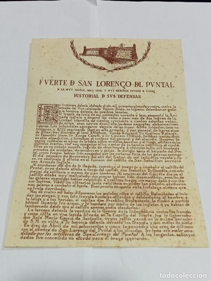 Colecionismo: FACS&Iacute;MIL. 1960. FUERTE SAN LORENZO DEL PUNTAL. HISTORIAL DE SUS DEFENSAS. C&Aacute;DIZ. 15.5 X 21 CM