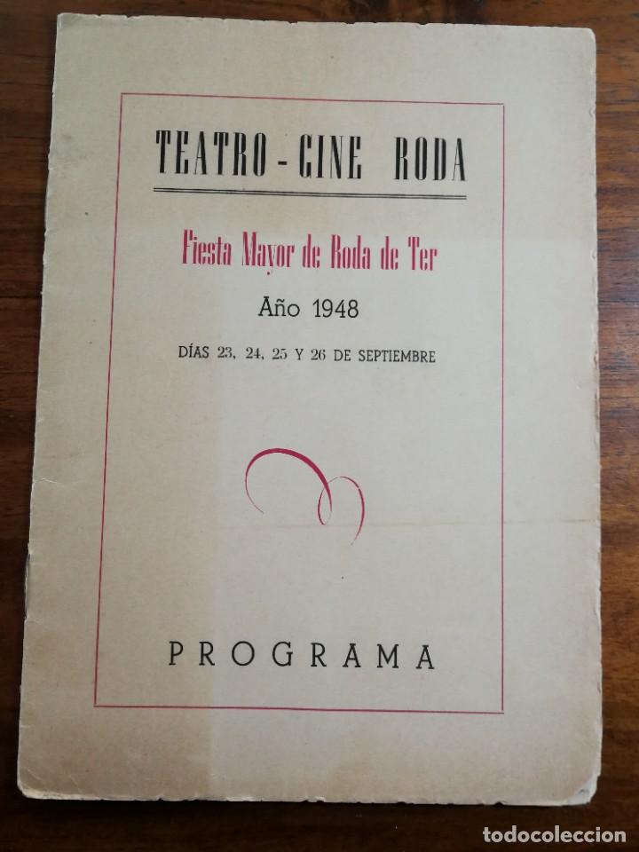 Coleccionismo: TEATRO - CINE DE RODA DE TER - PROGRAMA FIESTA MAYOR A&Ntilde;O 1948 - MARCOS REDONDO Y GLORIA ALCARAZ