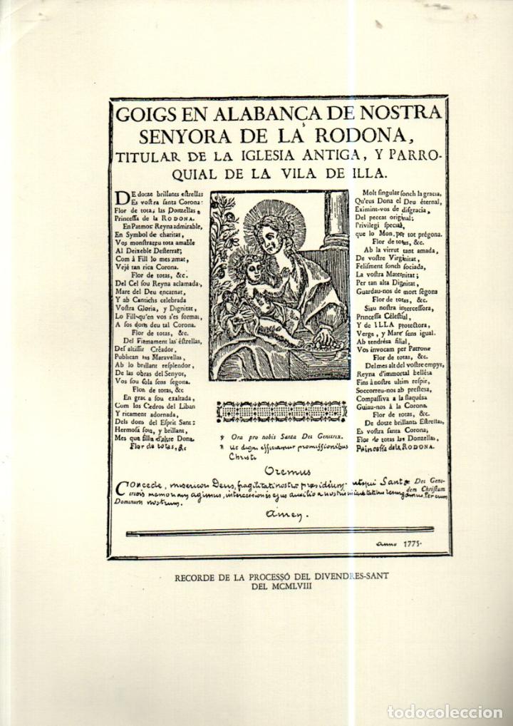 Collectionnisme: GOIGS DE NOSTRA SENYORA DE LA RODONA - VILA DE ILLA (1958) FACS&Iacute;MIL