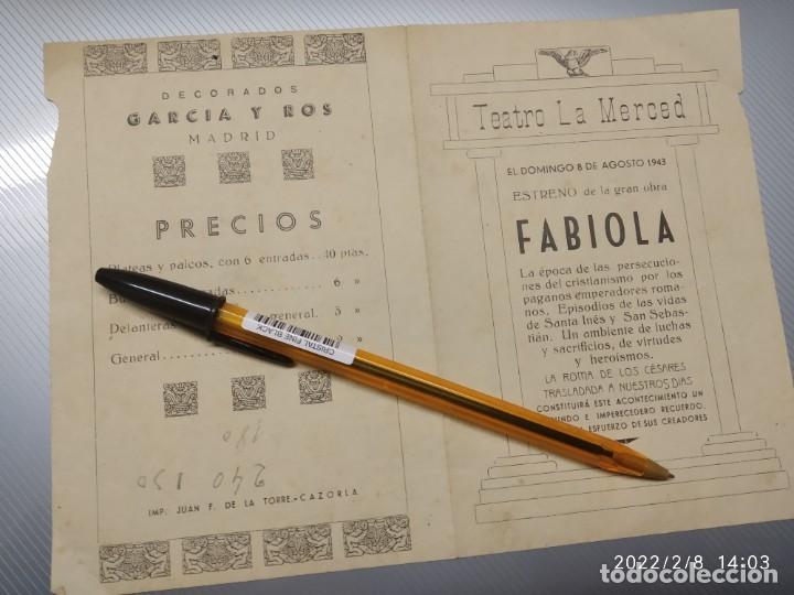 Coleccionismo: FABIOLA DEL CARDENAL WISSEMAN TEATRO LA MERCED CAZORLA 1943.