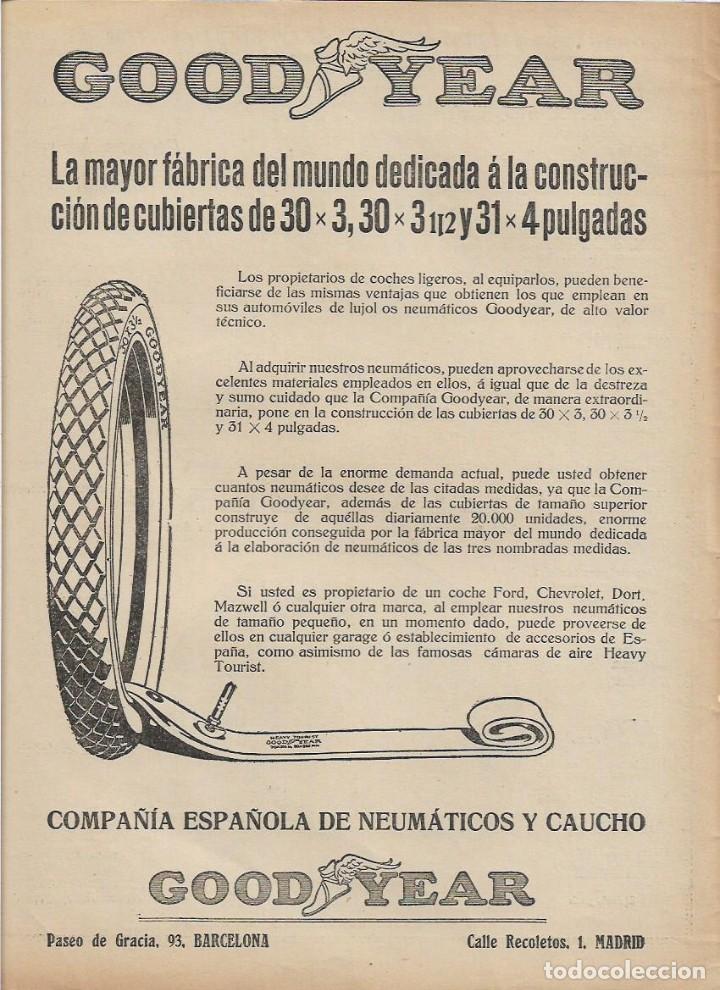 Colecionismo: A&Ntilde;O 1920 RECORTE PRENSA PUBLICIDAD GOOD YEAR COMPA&Ntilde;IA ESPA&Ntilde;OLA NEUMATICOS CAUCHO RUEDAS COCHE