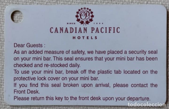 Coleccionismo: TARJETA MINIBAR HOTELES CANADIEN PACIFIC