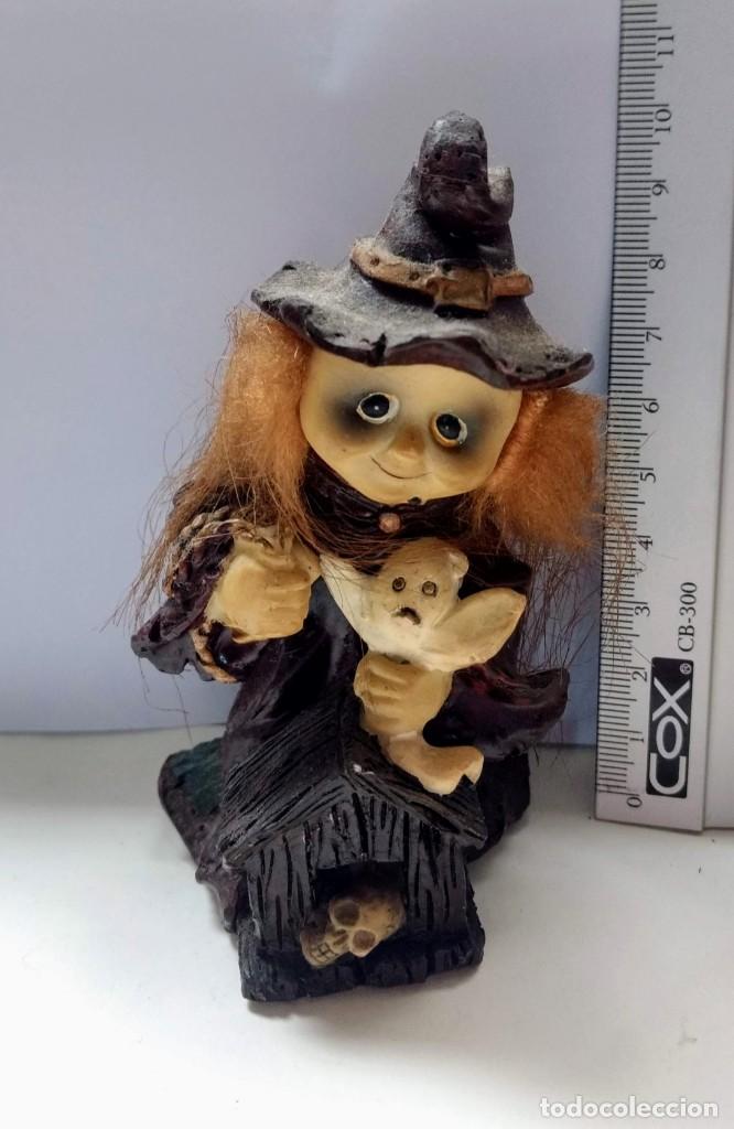 Coleccionismo: MU&Ntilde;ECA BRUJITA VINTAGE BRUJA - RESINA - CERAMICA - MEDIDA APROX. 9 CM