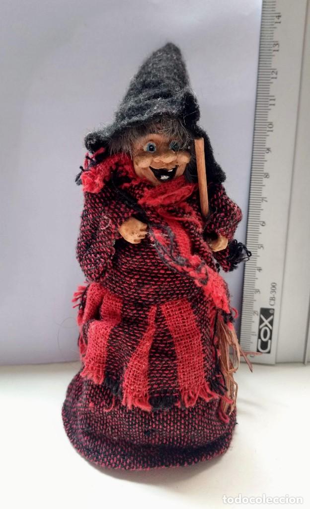 Coleccionismo: MU&Ntilde;ECA BRUJITA VINTAGE BRUJA - TELA - RESINA - CERAMICA - MEDIDA APROX. 13 CM