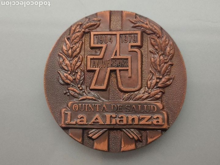 Colecionismo: MEDALLA 75 ANIVERSARIO QUINTA DE SALUDO LA ALIANZA 1979 5cm di&aacute;metro 90gr.