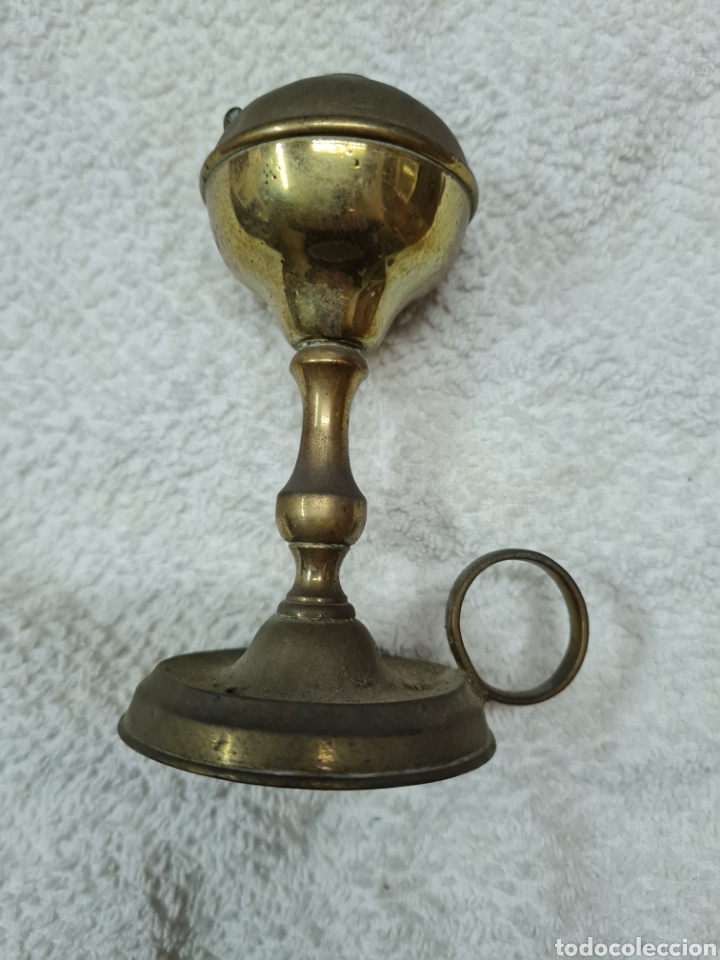 Coleccionismo: Candil de aceite antiguo de bronce - Foto 4