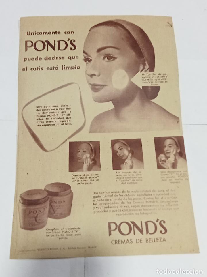 Colecionismo: RECORTE PRENSA. PUBLICIDAD. CREMA POND'S V. PERFECTA PARA BASE DE POLVOS. 20 X 29