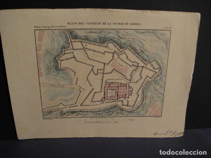 Coleccionismo: plano del castillo de la ciudad de lerida - dibujo j. p. morales , grabado por j. reinoso