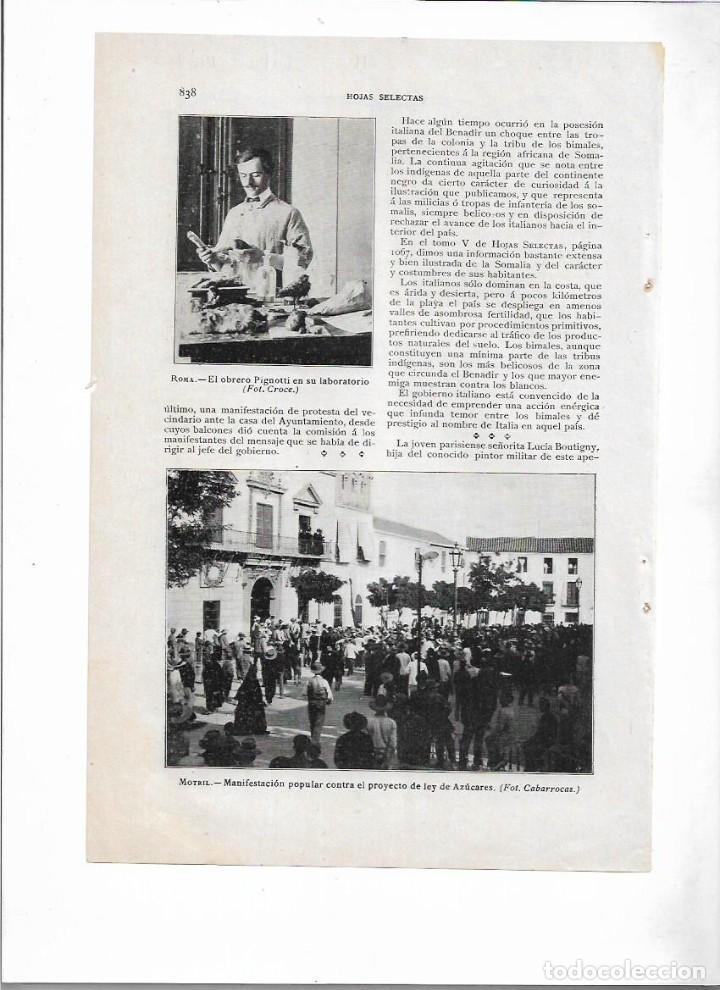 Collecting paper: A&Ntilde;O 1907 RECORTE PRENSA MOTRIL MANIFESTACION CONTRA EL PROYECTO DE LEY DE AZUCARES FOTO CABARROCAS