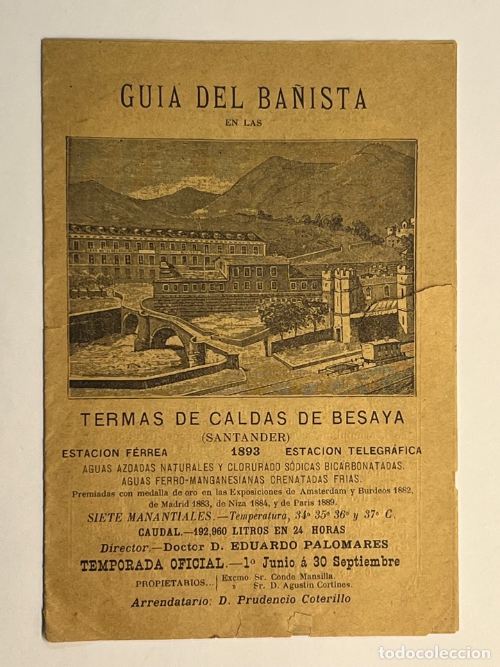 Coleccionismo: GU&Iacute;A DEL BA&Ntilde;ISTA en Las Termas de las Caldas de Besaya, Santander (a.1893) deslucida