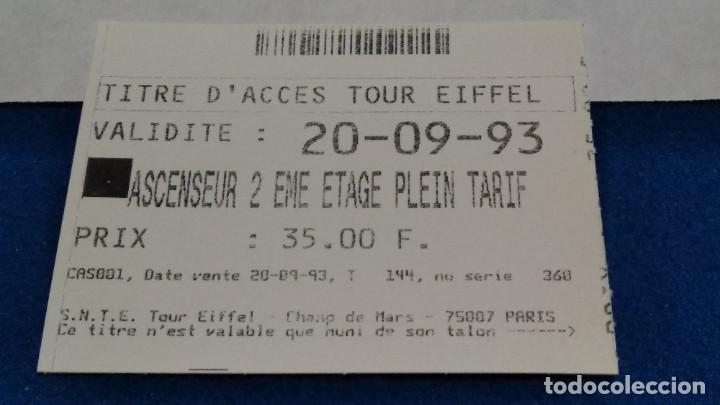 Collezionismo: ENTRADA TORRE EIFFEL PARIS FRANCIA A&Ntilde;O 1993