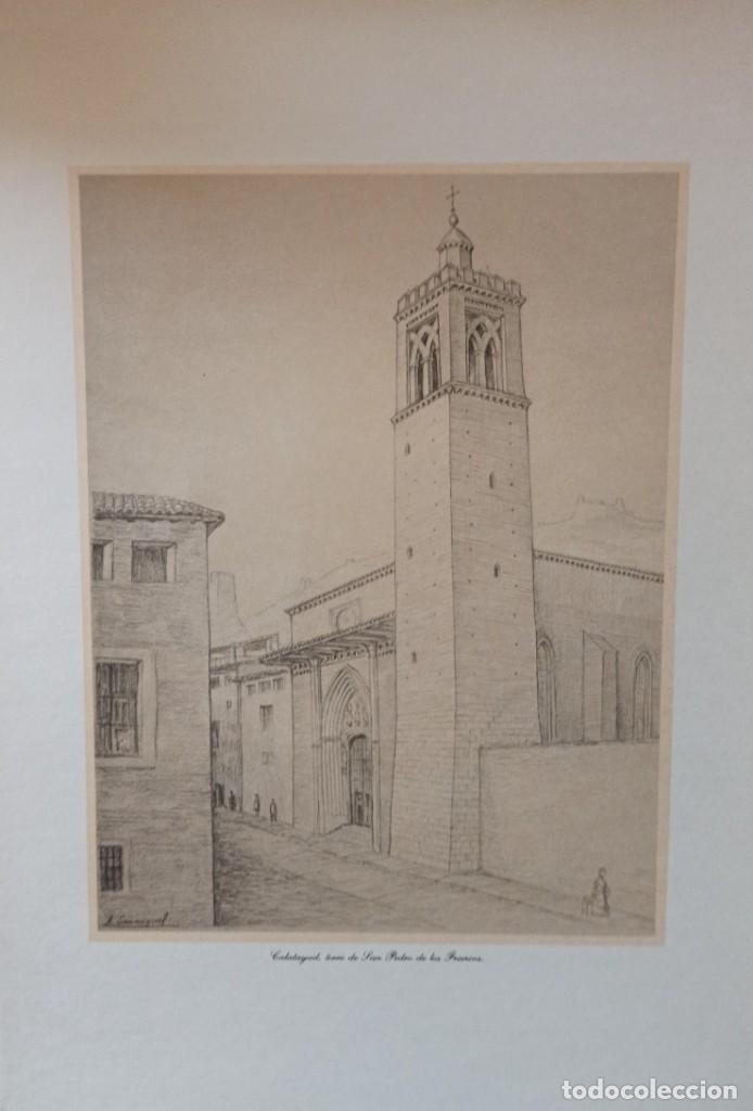 Coleccionismo: Calatayud Iglesia San Pedro torre completa l&aacute;mina cartulina Agust&iacute;n Sanmiguel 1986