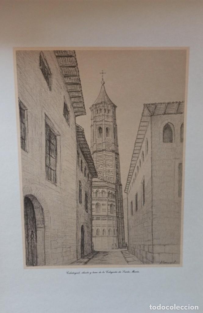 Collecting paper: Calatayud Iglesia Santa Maria &aacute;bside y torre l&aacute;mina cartulina Agust&iacute;n Sanmiguel 1986