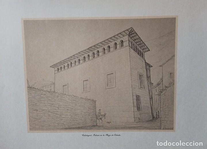 Coleccionismo: Calatayud palacio en plaza Erlueta l&aacute;mina cartulina Agust&iacute;n Sanmiguel 1986