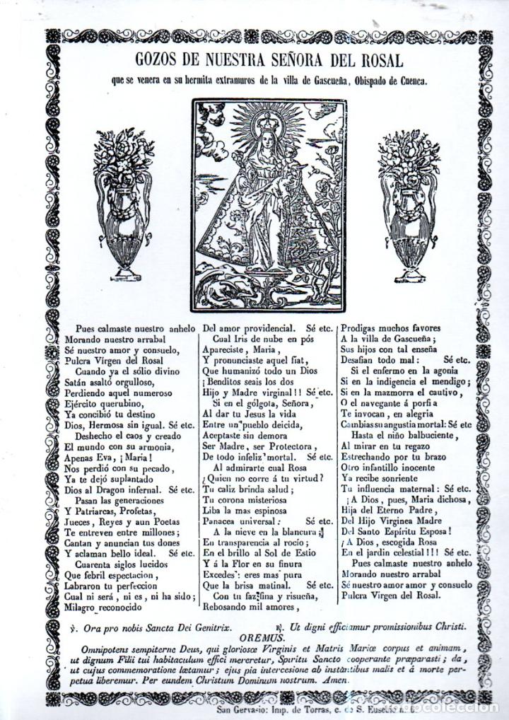 Collectionnisme: GOIGS GOZOS DE NUESTRA SE&Ntilde;ORA DEL ROSAL - GASCUE&Ntilde;A, CUENCA (FACS&Iacute;MIL)
