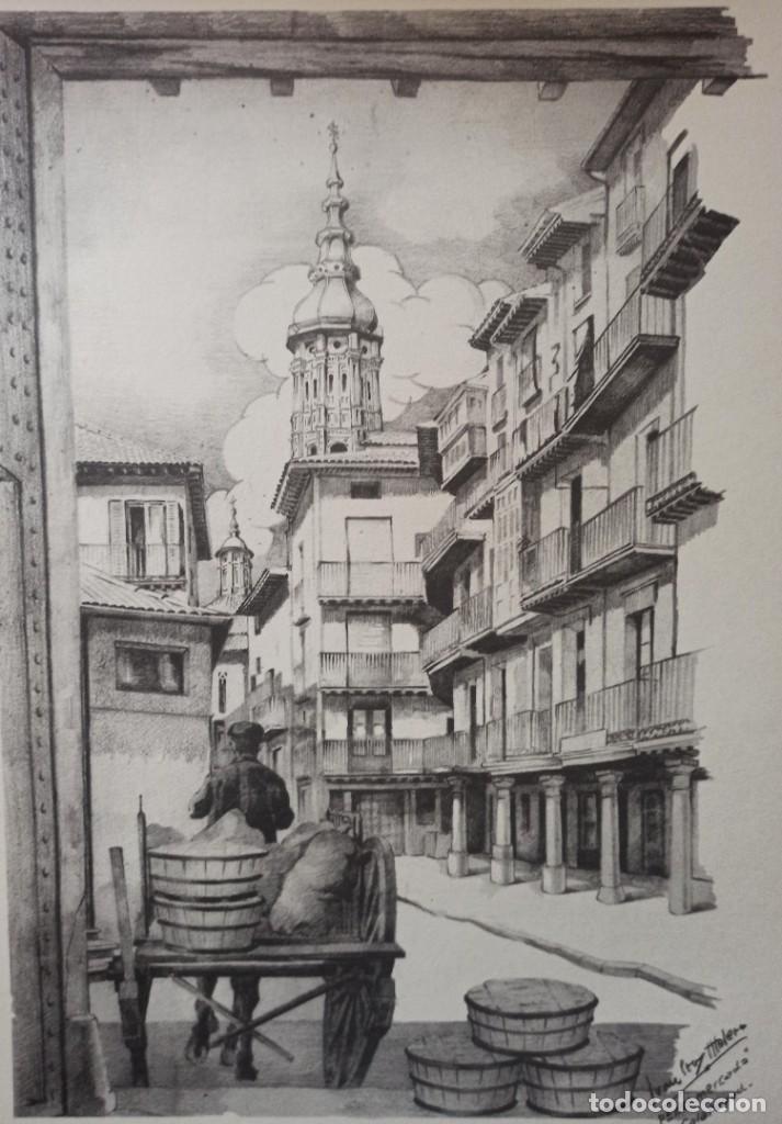 Coleccionismo: Calatayud El vendedor en el mercado l&aacute;mina cartulina Juan Cruz Melero 1986