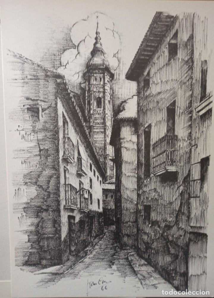 Coleccionismo: Calatayud 1966 calle Santa Mar&iacute;a l&aacute;mina cartulina Juan Cruz Melero 1986